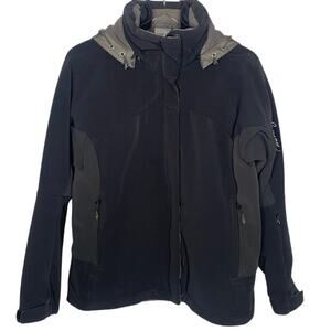Salomon Black Gray Insulated Clima Pro hooded ski jacket size Large
